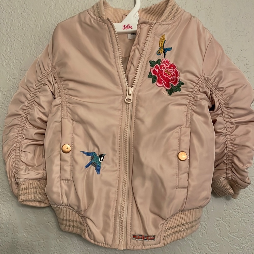 Hudson Embroidered Light Pink Puff Jacket Girls 4T